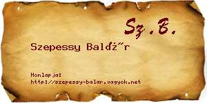 Szepessy Balár névjegykártya